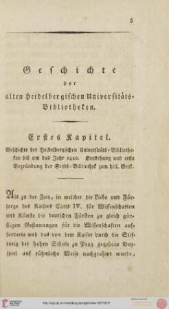 I. Geschichte der alten Heidelberger Bibliotheken