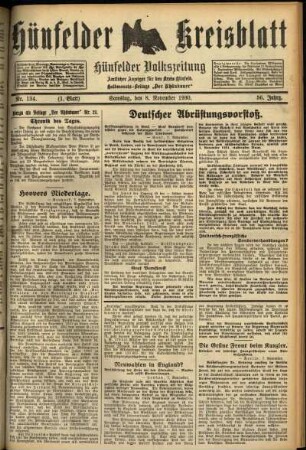 Erste Ausgabe vom Samstag, den 08. November 1930.