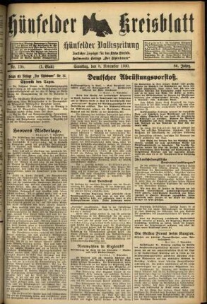 Erste Ausgabe vom Samstag, den 08. November 1930.