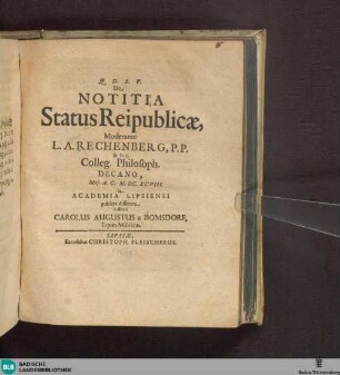 De Notitia Status Reipublicae