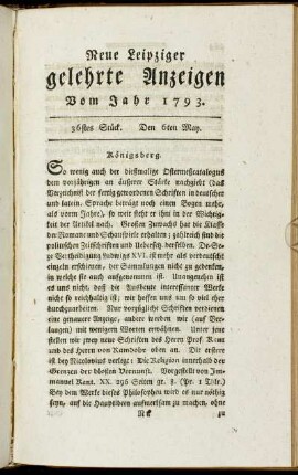 36stes Stück. Den 6ten May.