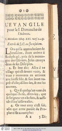 L'Evangile pour le I. Dimanche de l'Advent