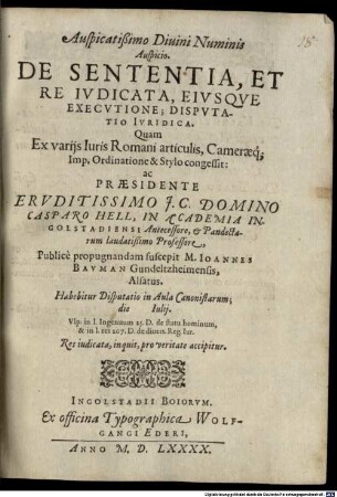 De sententia et re iudicata eiusque executione