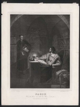Faust. Wozu der Lärm? Was steht dem Herrn zu Diensten?. Mephisto tritt hinter dem Ofen hervor