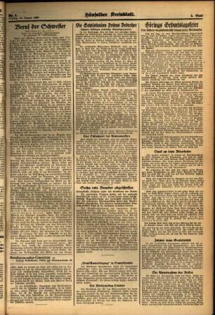 Zweite Ausgabe vom Freitag, den 14. Januar 1938.