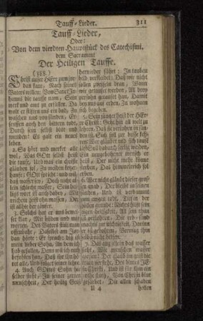 Tauff-Lieder , Oder: Von dem vierdten Hauptstück des Catechismi. dem Sacrament Der heiligen Tauffe.