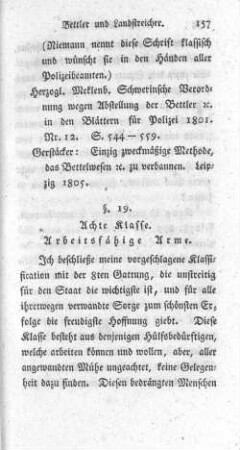 § 19. Achte Klasse. Arbeitsfähige Arme.