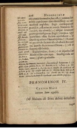Phaænomenom IV. Caligo Mali. Summo Bono oppositi