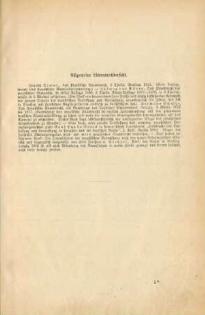 Allgemeine Literaturübersicht