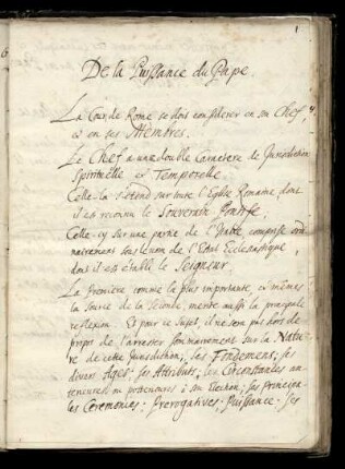 De la Puissance du Pape en general