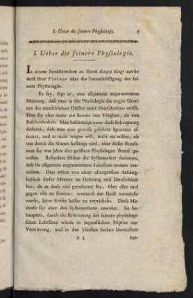 5-24, I. Ueber die feinere Physiologie - II. Ueber die Definition der Physiologie