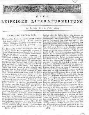 Chrestomathia Syriaca maximam partem e codicibus manu scriptis collecta. Edidit Gustavus Knös. Göttingae, sumtibus Vandenhoek et Rupprecht, 1807. VI u. 120 S. 8.