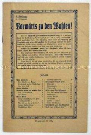 Konservative Propagandaschrift zur Wahl der Nationalversammlung 1919