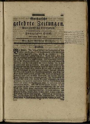 Zwanzigstes Stück, den 14ten May 1791.