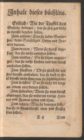Inhalt dieses büchlins.
