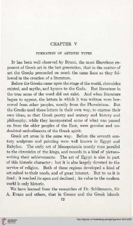 Chapter V: Formation of artistic types