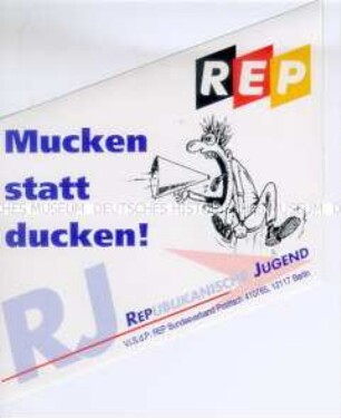Aufkleber der Republikaner zur Bundestagswahl 1998