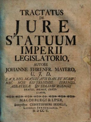 Tractatus De Jure Statuum Imperii Legislatorio