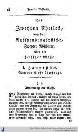 II. Abschnitt. Von der heiligen Messe.