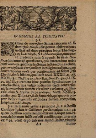 De Conversione Samaritanorum Ad Christianismum : Observationes Theologicae ex historia colloquii Samaritani Joh. IV,1. - 43.