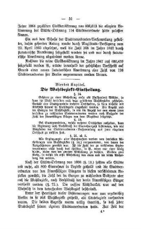 Viertes Kapitel. Die Wahlbezirks-Eintheilung