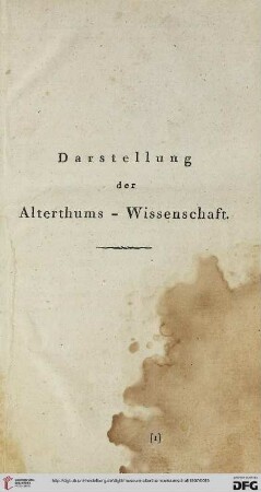 1: Darstellung der Althertums-Wissenschaft