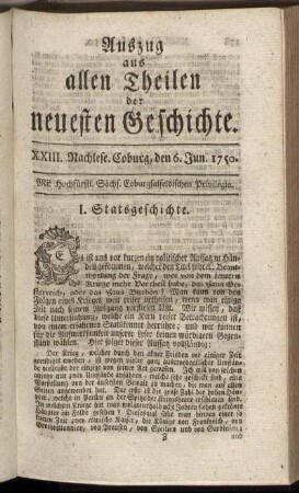 XXIII. Nachlese. Coburg, den 6. Jun. 1750.