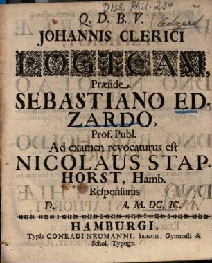 Johannis Clerici Logicam