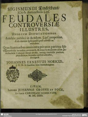 Feudales Controversiae illustres : undecim disputationibus