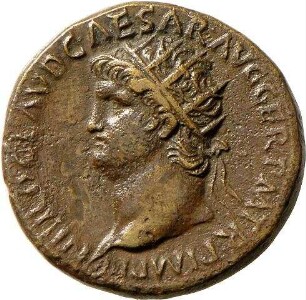 Dupondius des Nero mit Darstellung der Roma