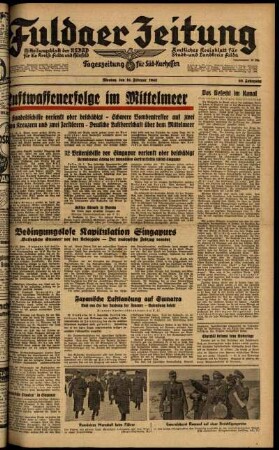 Ausgabe vom Montag, den 16. Februar 1942.