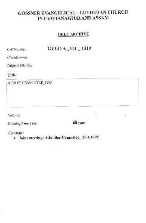 JUBILEE COMMITTEE 1995