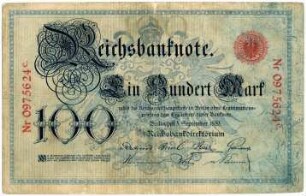 Geldschein, 100 Mark, 3.9.1883