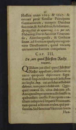 Cap. III. De jure quod Fürsten-Recht vocant.