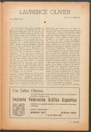 Laurence Olivier : (Para "Máscara")
