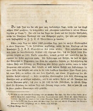 Ein Blatt in König Ludwigs Lorbeer-Kranz : Denkschrift auf die Festfeier bei der ... Anwesenheit ... König Ludwigs und der Königin Therese von Bayern in Bamberg am 24ten bis 26ten Juni 1830 als Mitfeyer des Allerhöchsten Namens- und Geburtstags-Festes ...