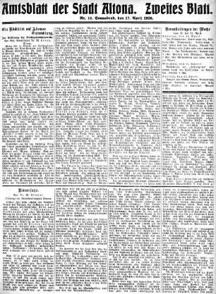 Nummer 16. Zweites Blatt. : Sonnabend, den 17. April 1926