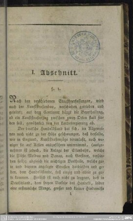 I. Abschnitt. [Von den Vorarbeiten]