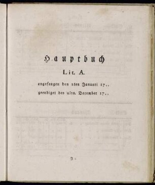 Hauptbuch Lit. A. angefangen den 2ten Januari 17.. geendiget den ulto. December 17..