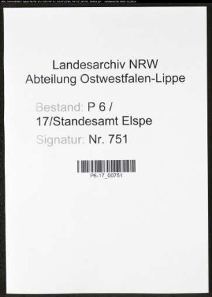 Heiratsregister Standesamt Elspe
