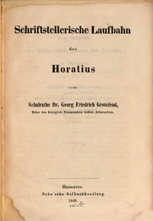 Schriftstellerische Laufbahn des Horatius