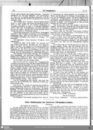 Erste Reichstagung der Deutschen Uhrmacherverbände (Fortsetzung)