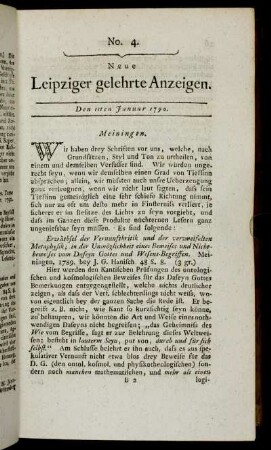 No. 4. Den 4ten Januar 1790.