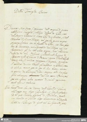 Della Famiglia Orsina.