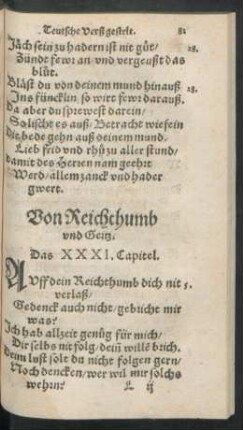 Von Reichthumb und Geitz. Das XXXI. Capitel. - Von Arbeyt. Das XL. Capitel.