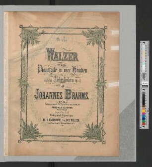 Walzer für das Pianoforte zu vier Händen nach den Liebesliedern : op. 52