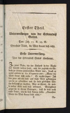 1-27, Erste - Zweyte Unterweisung.