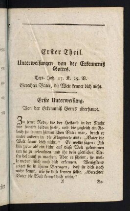 1-27, Erste - Zweyte Unterweisung.