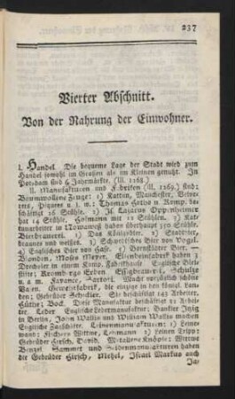 Vierter Abschnitt. Von der Nahrung der Einwohner.