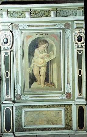 Wandfeld: Putto als Geometria